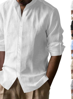 Spring men's casual new Chinese style shirt 男休闲新中式衬衣
