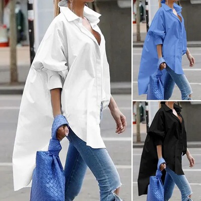 Ladies' casual loose long sleeved shirt女士休闲宽松长袖衬衫