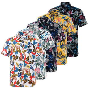 2023Hawaiian Print Large Beach Shortsleeve Shirt男士印花短袖