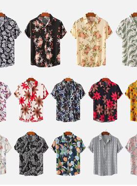 2023夏季男士碎花大码休闲短袖花衬衫Oversize shortsleeve shirt