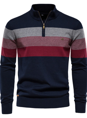 男士立领针织衫Men's stand up collar pullover knitted sweater