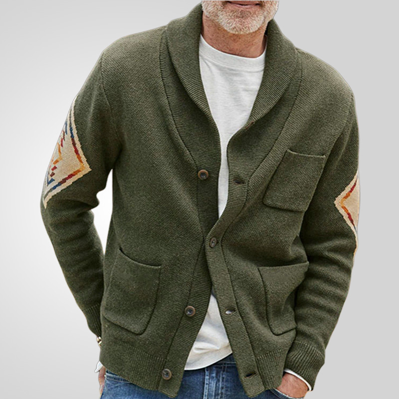 Men's autumn jacquard knitted cardigan男士秋冬款提花针织开衫