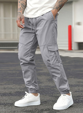 Men's drawstring multi pocket work pants款男抽绳多口袋工装裤