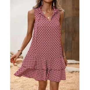 2026 Bohemian printed sleeveless dress波西米亚印花无袖连衣裙