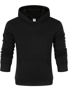 男抓绒连帽套头卫衣Brushed solidcolor hooded pullover sweater