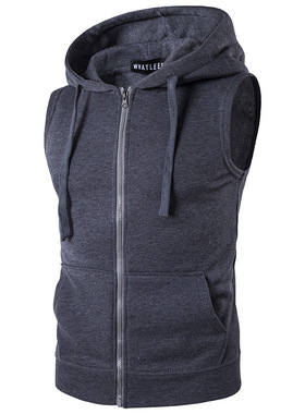 男士连帽拉链卫衣马甲Men hooded zippered pocket sweater vests