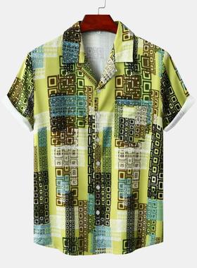 男士休闲宽松短袖衬衫Men's casual loose fitting short sleeves