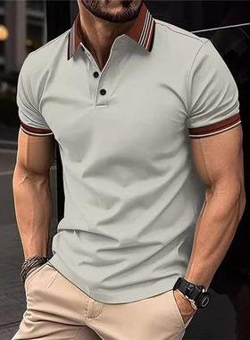 Summer Men Polo Fashion Solidcolor Short sleeved T-shirt短袖