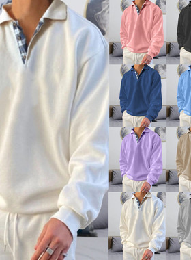 春秋季男士翻领宽松卫衣Autumn men's loose collared sweatshirt