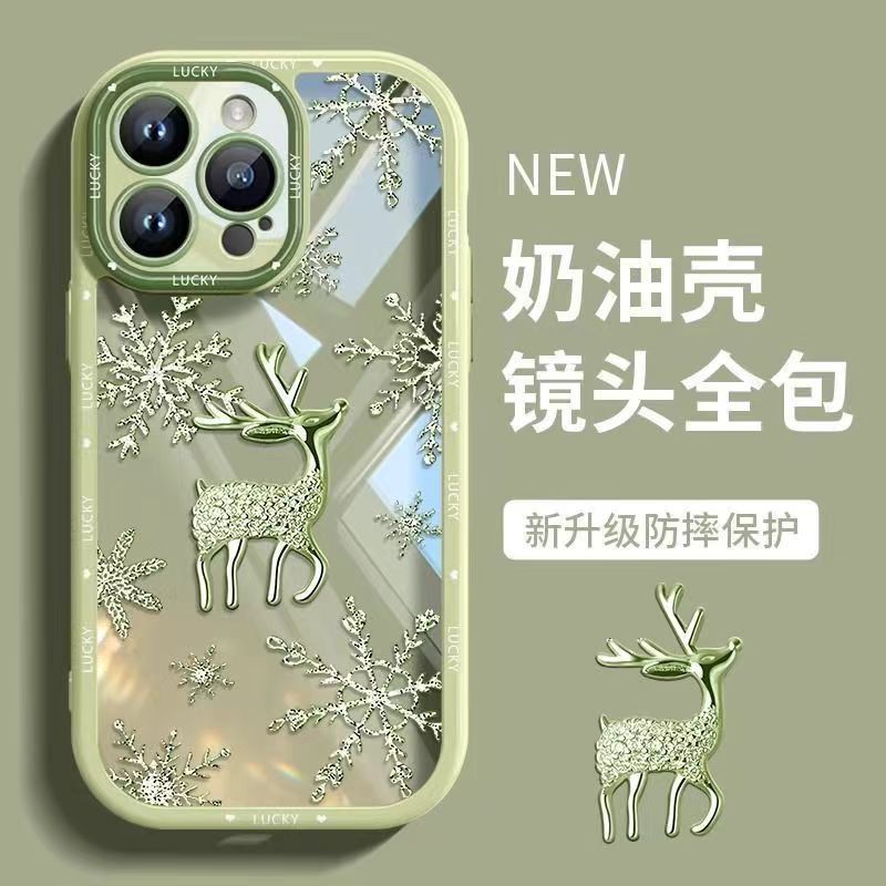 雪花小鹿适用华为荣耀50pro手机壳新款荣耀100PRO高级感红米K70亚克力防摔保护套NOTE13时尚可爱卡通女生全包