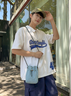 极简风手机包女日韩轻薄抽绳帆布小包百搭迷你单肩斜挎零钱包bags