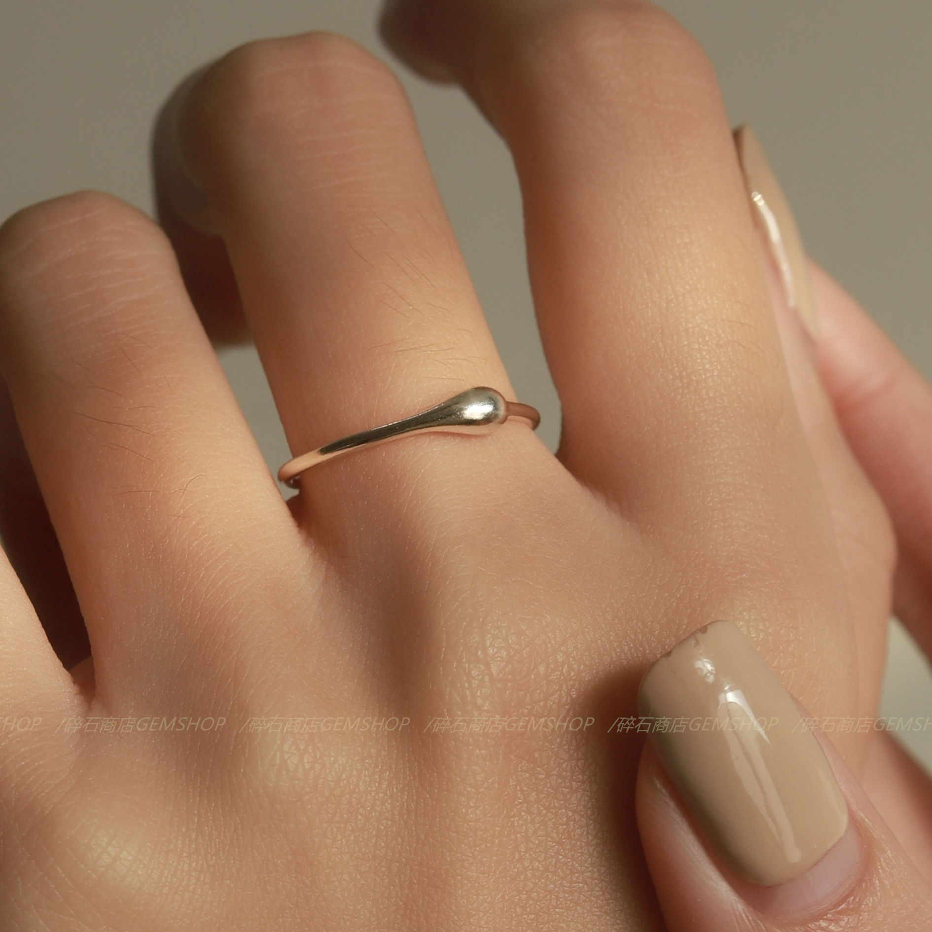 洗手不用摘！不掉色纯银水滴戒指