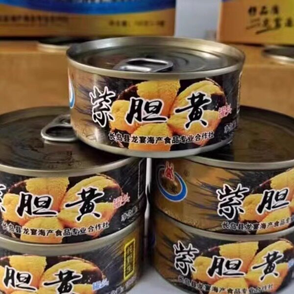 烟台长岛新鲜紫海胆罐头海刺猬刺锅子无添加原味即食四罐每罐100G