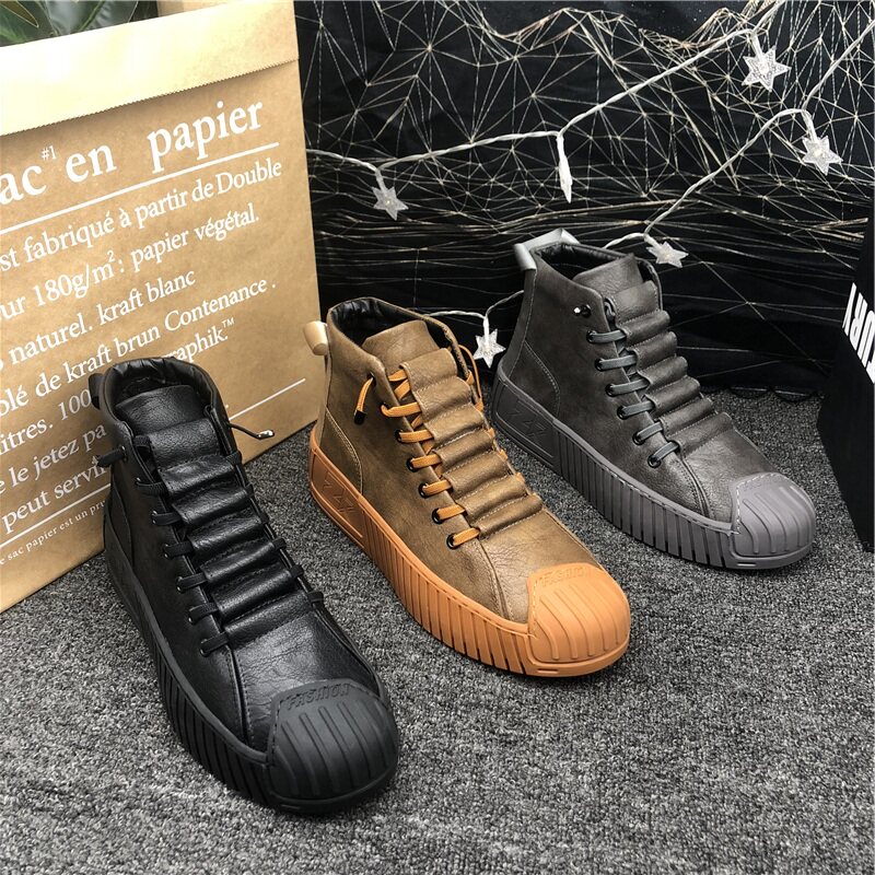 马丁靴男高帮冬季韩版百搭保暖加绒厚底休闲男鞋英伦风户外雪地靴