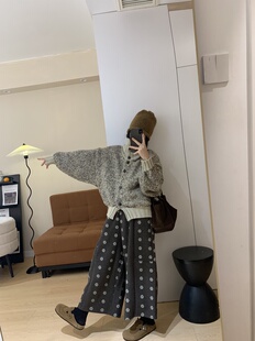 复古腔调造型高领毛衣针织开衫外套秋冬新品女装宽松慵懒上衣短款