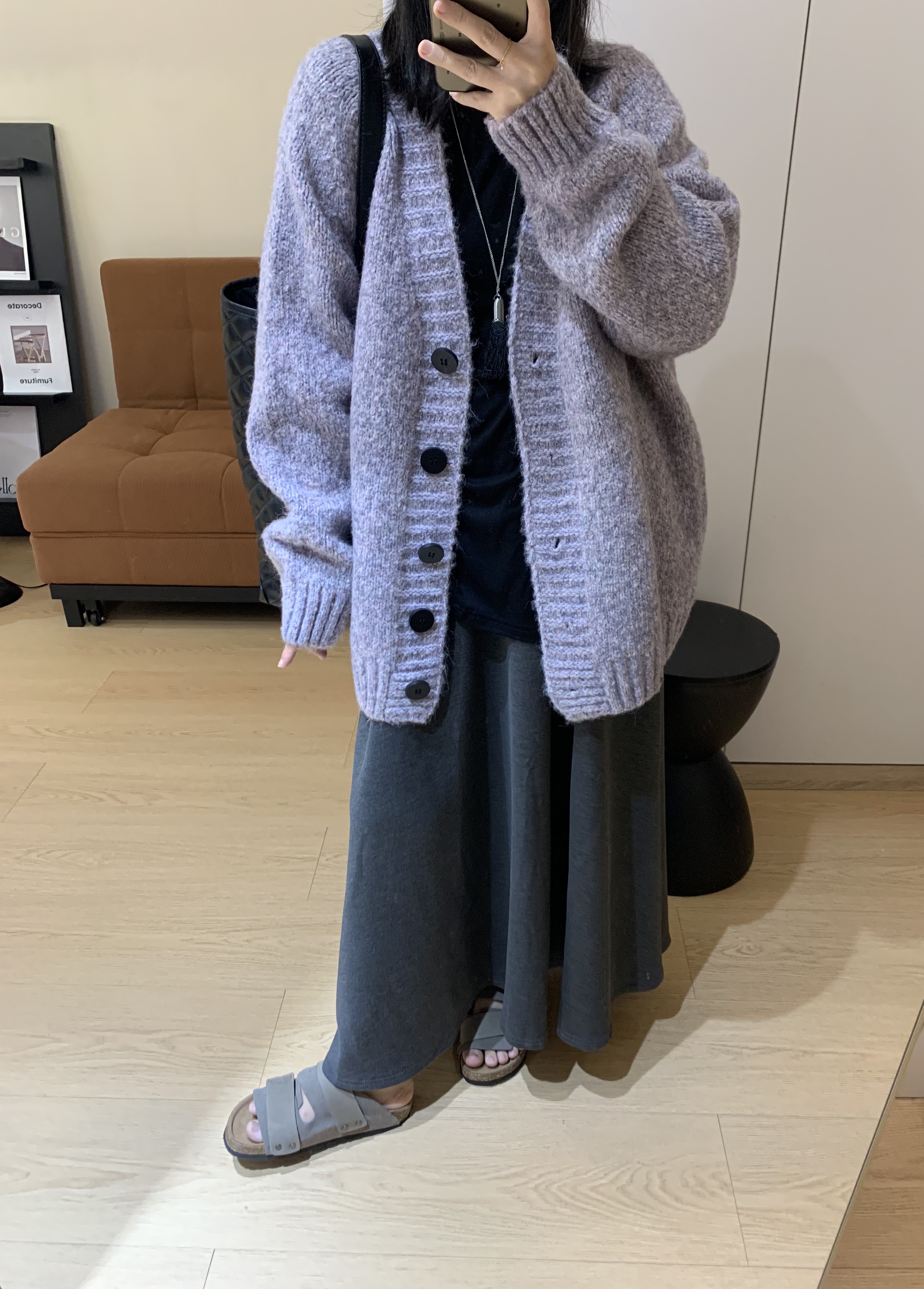 复古慵懒风含羊毛杂线毛衣开衫针织衫外套上衣女装大版早秋新品