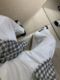 复古松弛感棉质九分裤弯刀裤宽松大版高腰裤白裤子女款春夏休闲裤