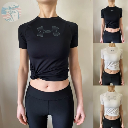 Under armour, быстросохнущая футболка для спортзала, (в наличии на складе), для бега, короткий рукав, в обтяжку