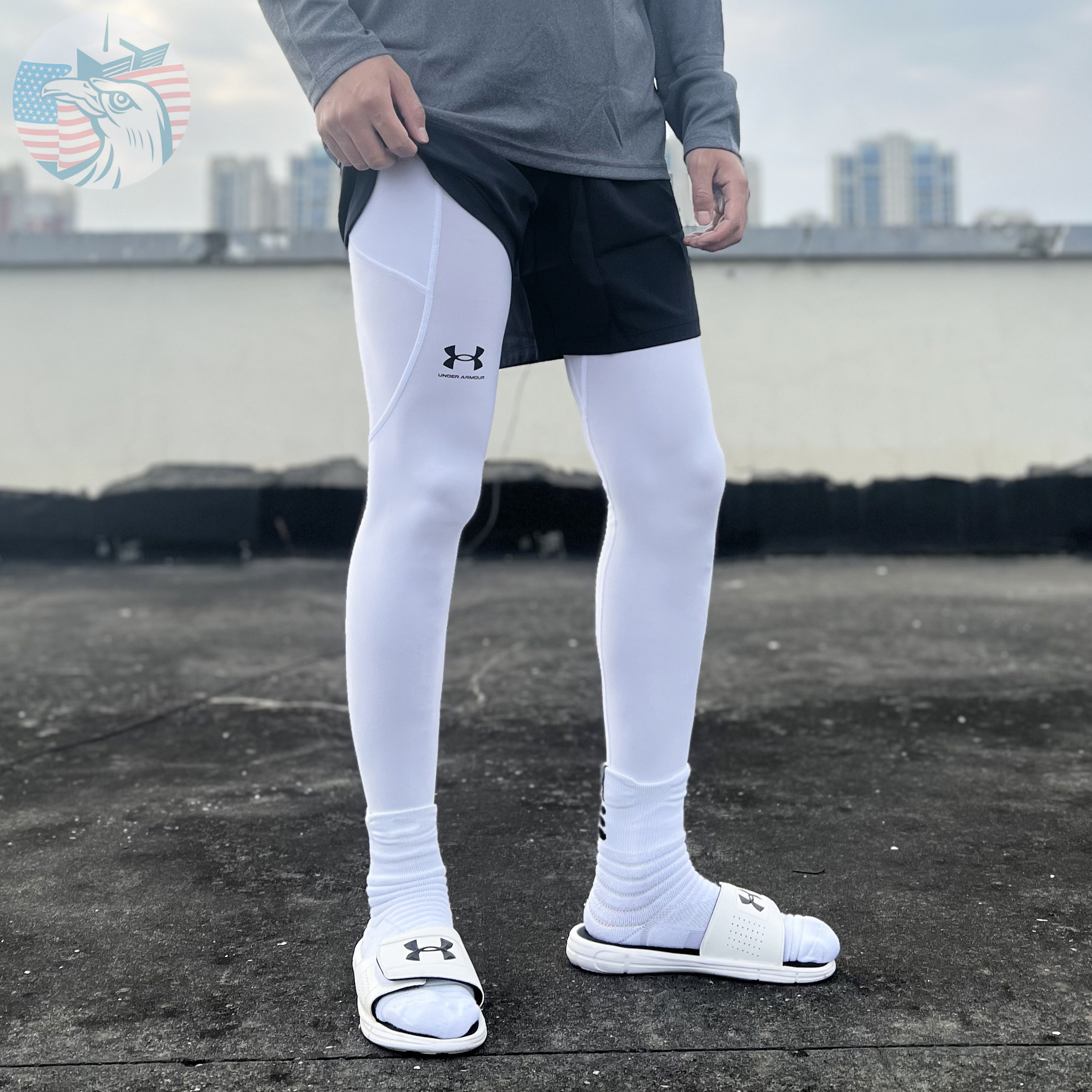 现货UA安德玛篮球紧身裤速干美式打底运动压缩健身长裤男1361586