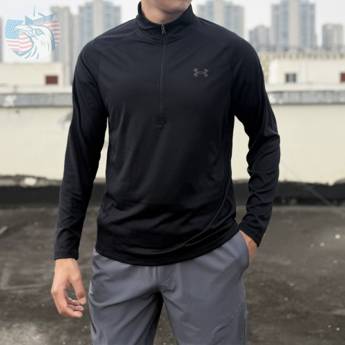 安德玛26款半拉链速干薄款长袖男