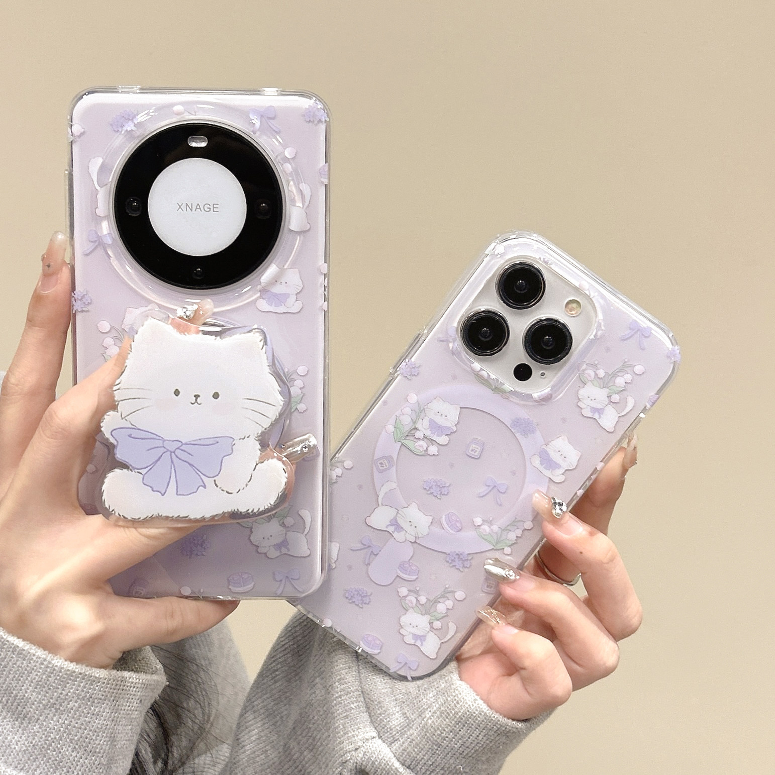 浅紫色小清新猫适用苹果iPhone17161514Promax手机壳华为mate70pro+新款13卡通pura70pro高级感防摔保护套,3C数码配件,手机保护套/壳,淘宝优惠券,粉丝福利购,淘宝优惠卷