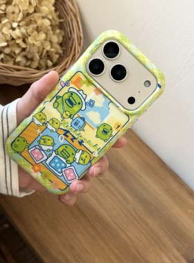 卡通绿色大嘴吉适用苹果iPhone17161514ProMax手机壳13双层壳14pro光面15pro圆边16pro全包14防摔保护套