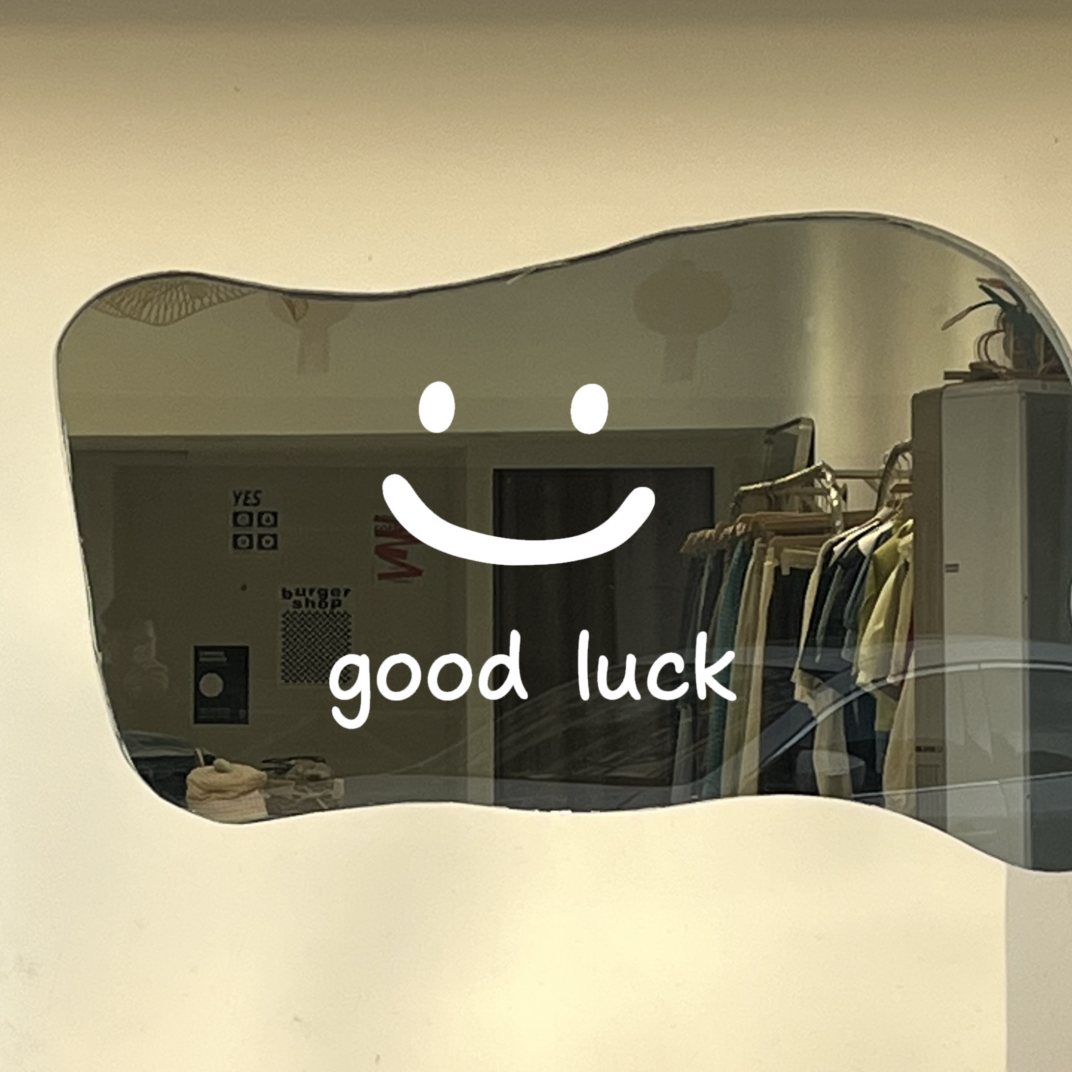 祝你好运 ins风笑脸英文可爱贴纸 房间店铺玻璃门橱窗背景装饰贴