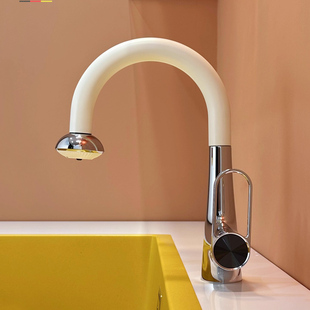 网红飞碟洗脸盆面盆水龙头抽拉式 冷热卫生间洗手脸池龙头升降全铜