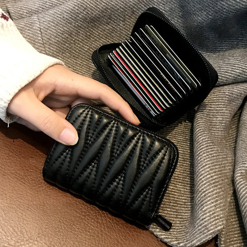 羊皮卡包女大容量多卡位精致高档