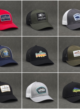 美式时尚简约 鱼 男女户外休闲运动钓鱼百搭棒球帽透气网帽C0117