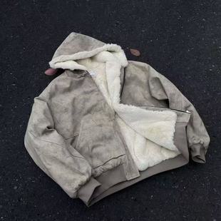 韩国 1500G仿水貂毛大理石座山雕连帽棉服夹克外套 一件过冬