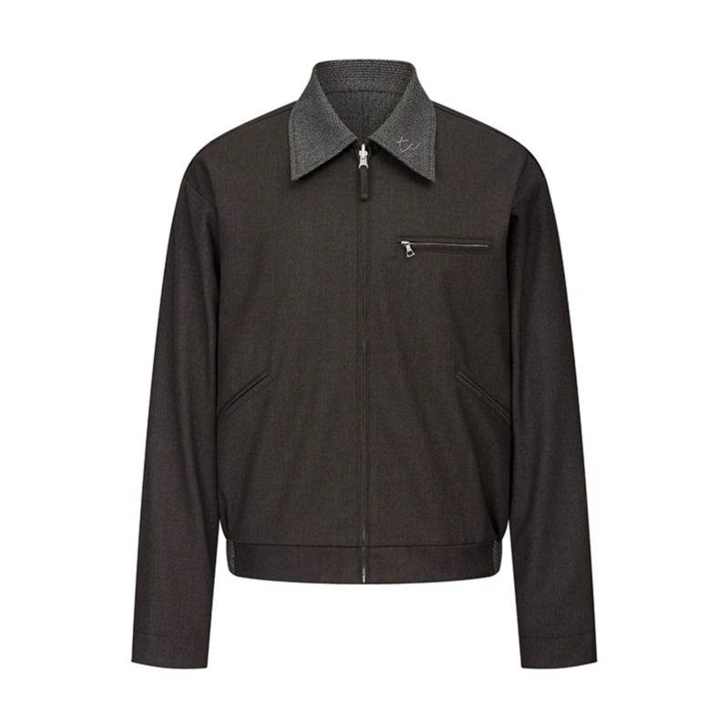 高货 羊毛千鸟格双面穿夹克男老钱氛围感短宽j97版型秋季西装外套