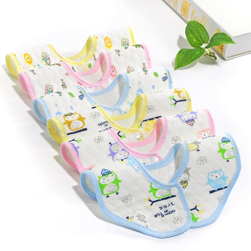 安琪娃 婴儿口水巾 宝宝圆形八角围嘴 围兜 口水兜360度旋转