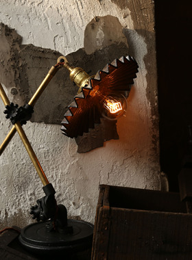 mooore古董美式复古工业风台灯卧室床头书桌老式长臂中古vintage