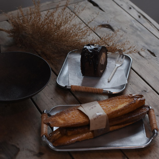 中古仓mooore日式餐盘蛋糕盘手工复古铝制托盘餐具收纳盘点心盘