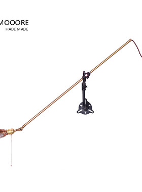 O.C复古工业风古董壁灯床头卧室美式全铜设计师装饰墙灯长臂床灯