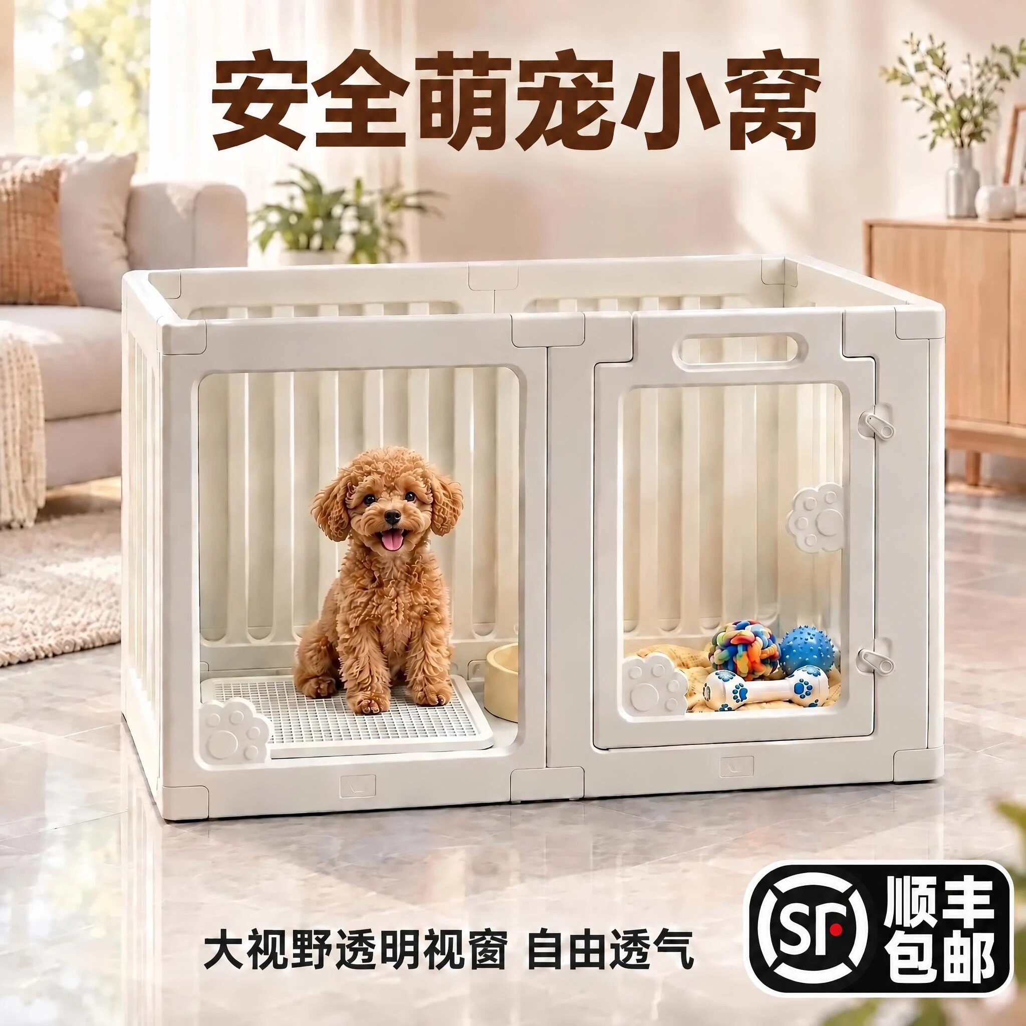 宠物围栏阳台狗围栏防越狱室内小型犬狗笼栅栏狗窝一室一厅一卫