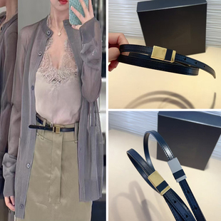 真皮百搭女士杨树林方形扣装饰皮带配裙子裤子时尚头层牛皮细腰带