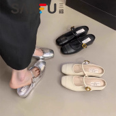 凉拖仙女气质玛丽珍银色单鞋 时尚 法式 女外穿夏季 内增高包头半拖鞋