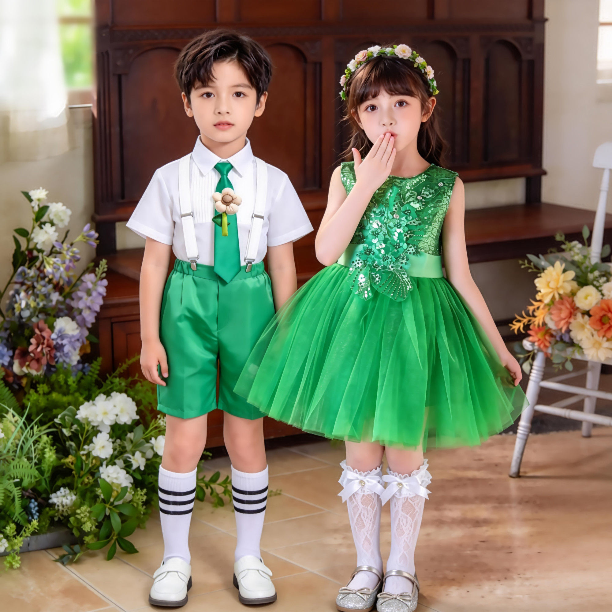 六一儿童节合唱团演出服男女童蓬蓬纱裙幼儿园小学生朗诵表演服装