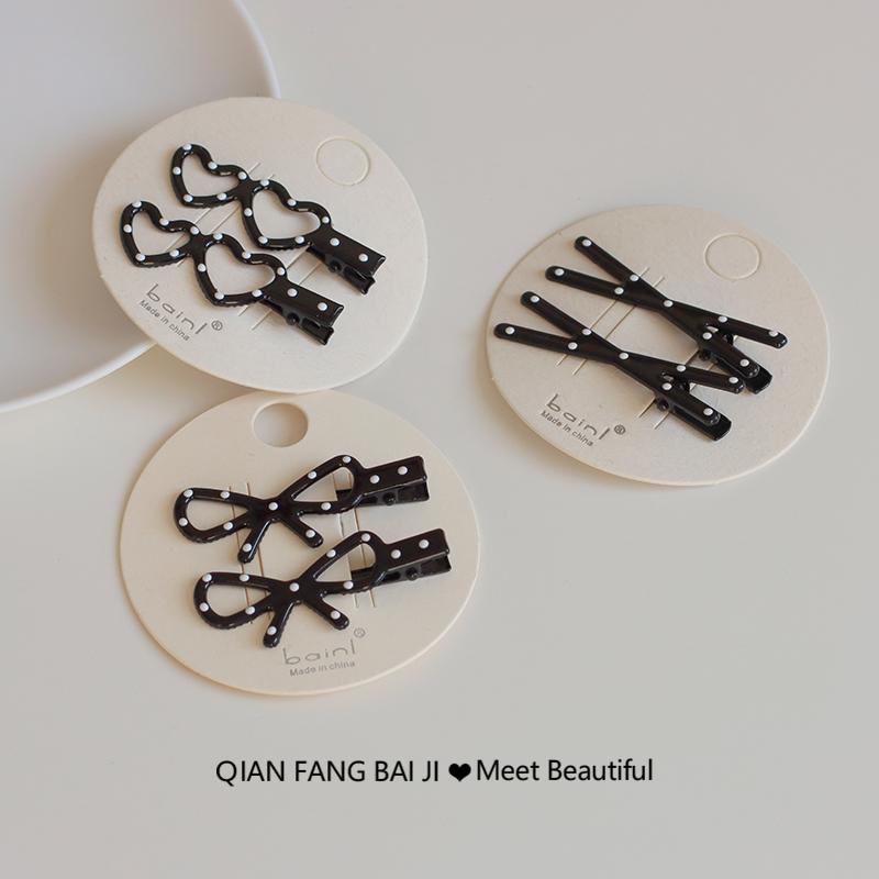 黑色蝴蝶结发夹女前额碎发夹