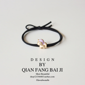 可爱独角兽 手作发饰拉不断弹力发圈金属小动物头绳送男友小皮筋