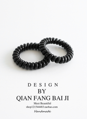 电话线发圈~百搭黑色橡皮筋韩国ins网红头绳发绳发饰头饰经典款