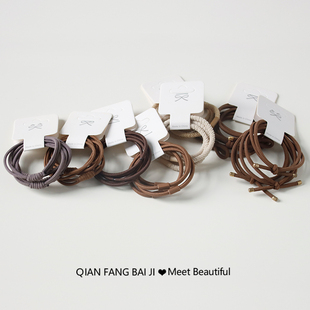 咖色系简约好用基础头绳4根 百搭多股高弹力扎头发橡皮筋发绳发圈