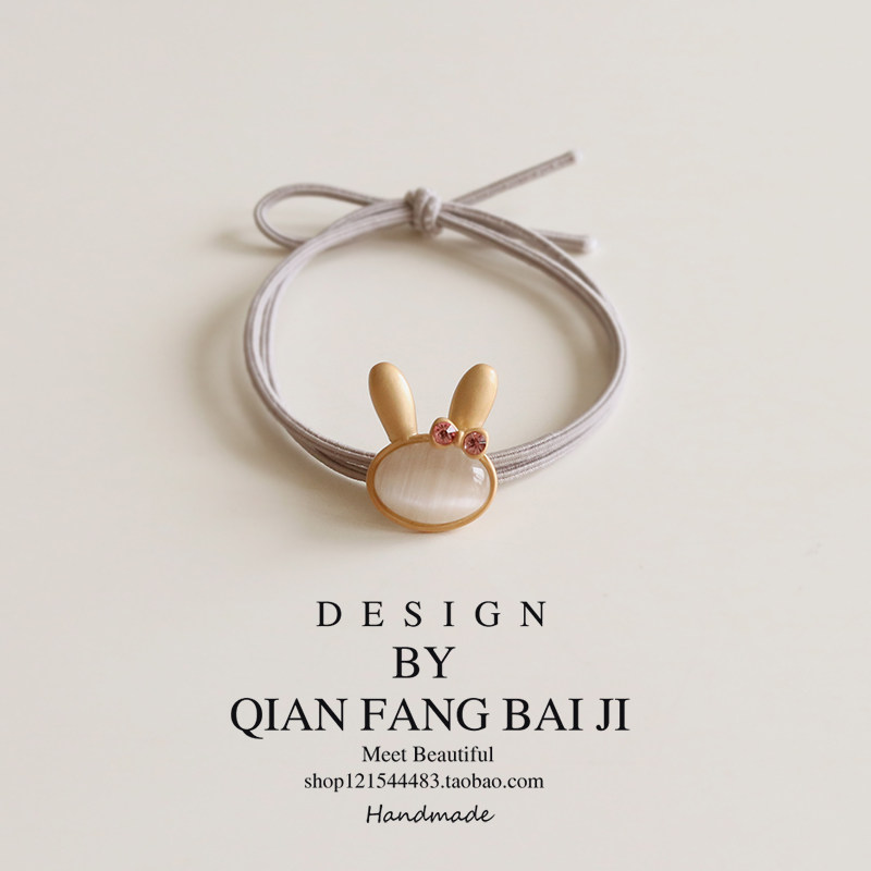 猫眼石小兔子发圈 精品简约气质头绳女网红ins头饰发绳丸子头皮套