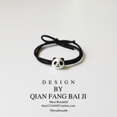 可爱熊猫发圈 发绳韩国气质简约日系马尾头绳网红橡皮筋女扎头发