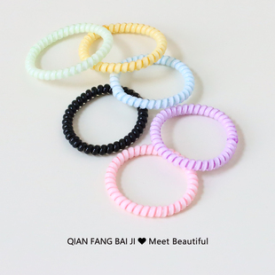 电话线发圈扎发皮筋无痕发绳皮圈胶圈儿童小学生绑高马尾头绳彩色
