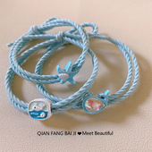 蓝色海洋系列原创2025年新款 鲸鱼梦幻星星发绳高弹力头绳发圈皮筋