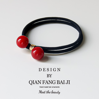 浆果熟了~红色珠子发圈2025新款儿童绑头绳扎发皮筋黑色粗高弹力