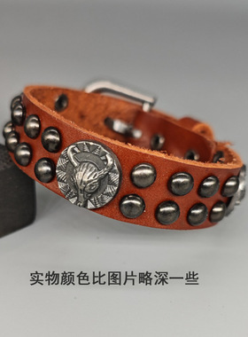 花百饰手环铆钉欧美跨境复古朋克手链网红款手镯可调羊头
